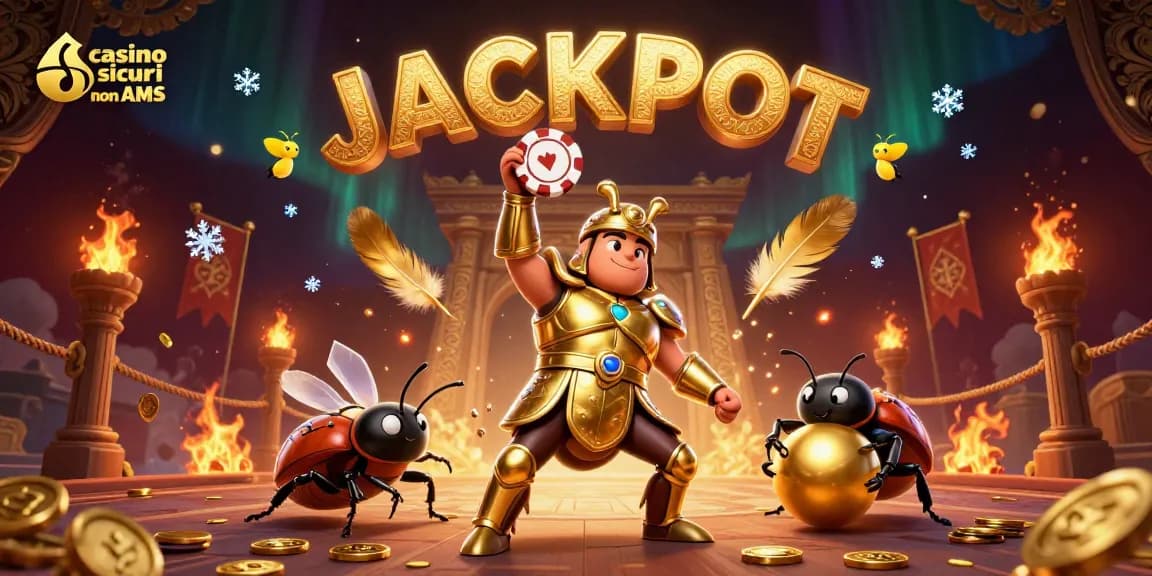 Casinò sicuri non AAMS: un incontro tra un scarabeo erculeo in armatura e un scarabeo stercorario in un'arena di gioielli e vincite