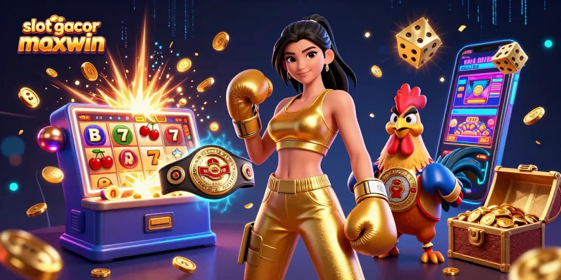 Engage with slot gacor maxwin experiencing jackpot excitement featuring vibrant casino symbols and 3D characters.