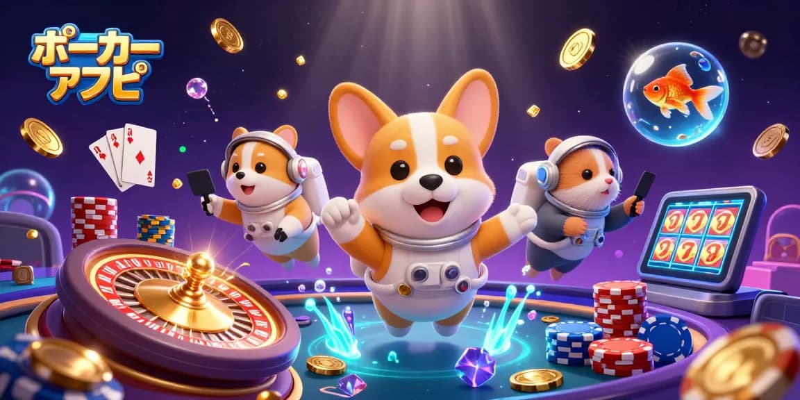 ポーカーアプリで賭けるゲームの熱気を感じる、宇宙空間のカジノシーン