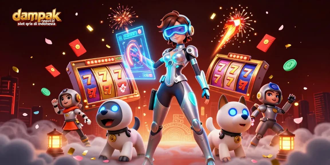 Experience the dampak negatif slot qris di indonesia with a captivating 3D illustration of gambling elements.