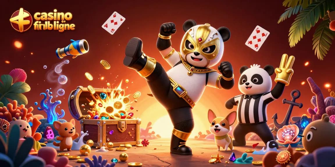 Profitez des jeux sur un casino fiable en ligne avec des personnages animés et des éléments de casino.