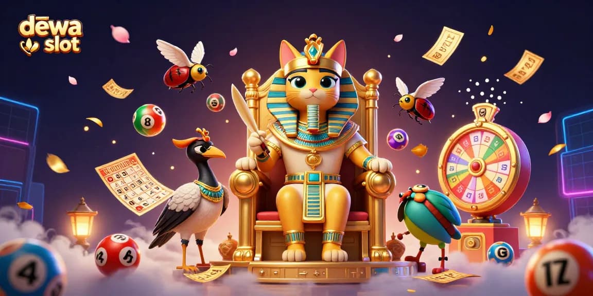 Experience the exhilarating dewa slot with vibrant lottery elements and thrilling casino imagery.