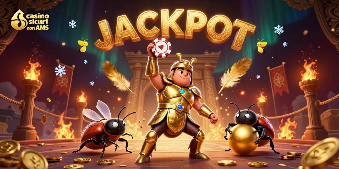 Casinò sicuri non AAMS: un incontro tra un scarabeo erculeo in armatura e un scarabeo stercorario in un'arena di gioielli e vincite