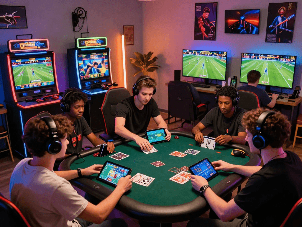 Engaging scene of players enjoying online gaming, featuring link raja328 for an immersive experience.