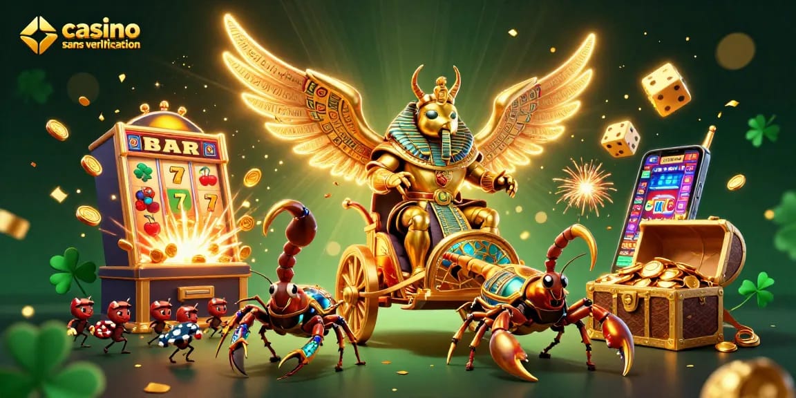 Découvrez l'univers fascinant du casino sans vérification avec ce scarabée doré et des jeux éblouissants.