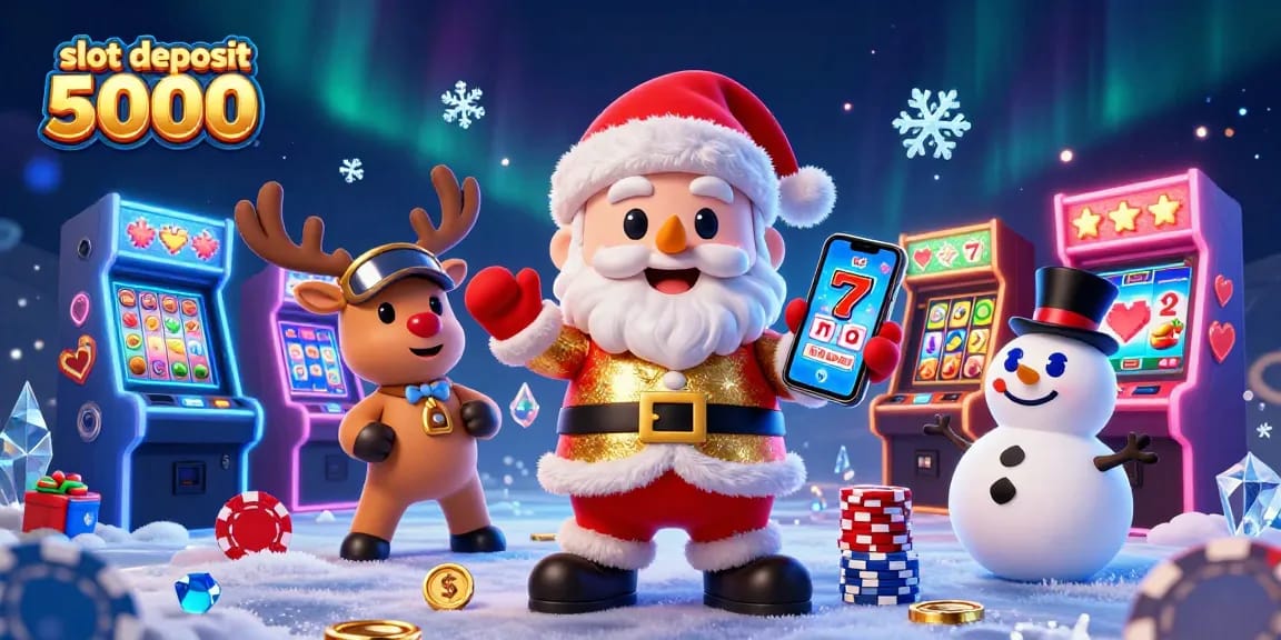 Experience excitement with slot deposit 5000 at a vibrant casino scene with engaging characters!