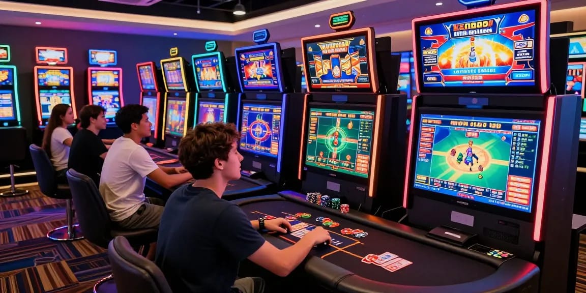 Lemacau Login in action with players enjoying engaging online casino games in a vibrant, modern lounge setting.
