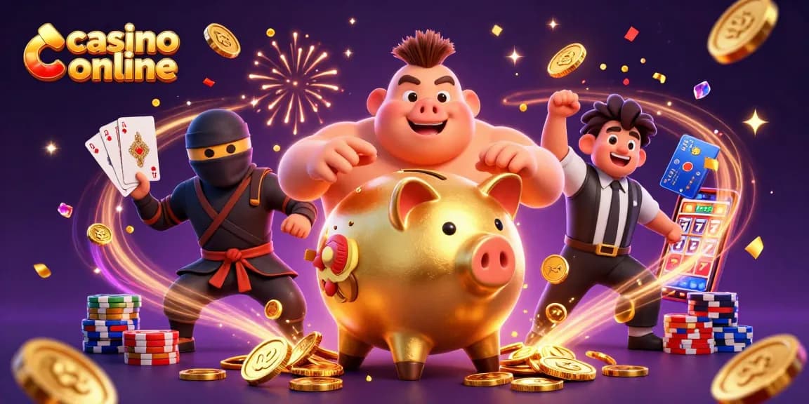 Sloturi atrăgătoare și câștiguri mari la casino online cu un sumo de bancă aurie.