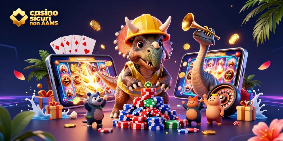 Giocatori nei casino sicuri non AAMS godono di un'atmosfera festosa con giochi da casinò e celebrazioni.