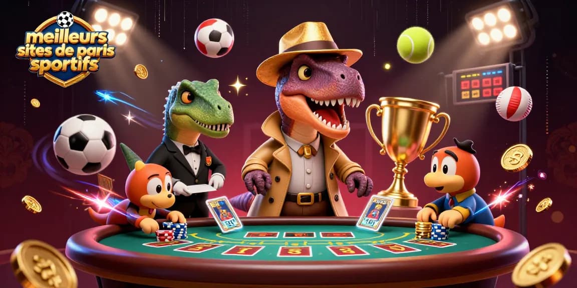 Les meilleurs sites de paris sportifs vous offrent un aperçu dynamique de la compétition autour des paris, illustré par des personnages 3D captivants.