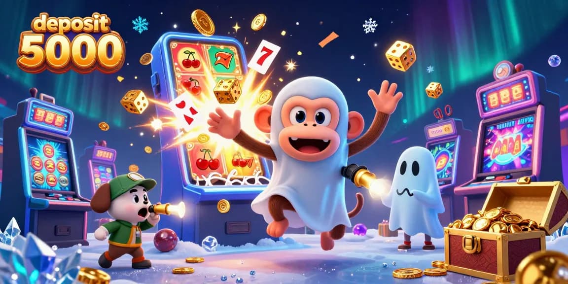 Spin to win with deposit 5000 at a dynamic slot machine casino scene.