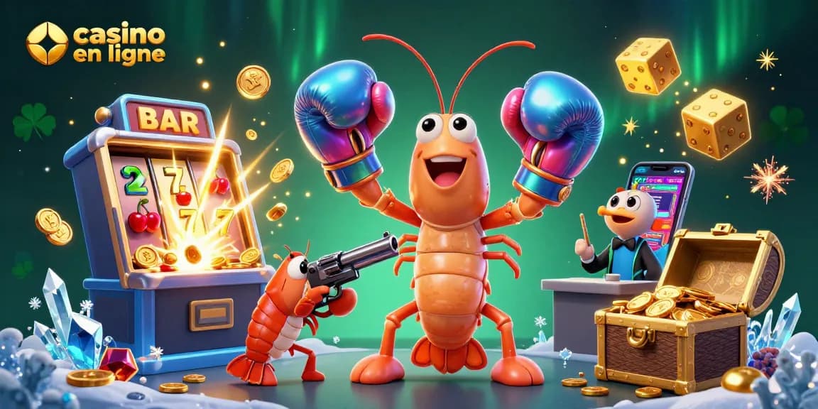 Jouez à des jeux de casino en ligne avec ce groupe dynamique de crevettes illustrées.