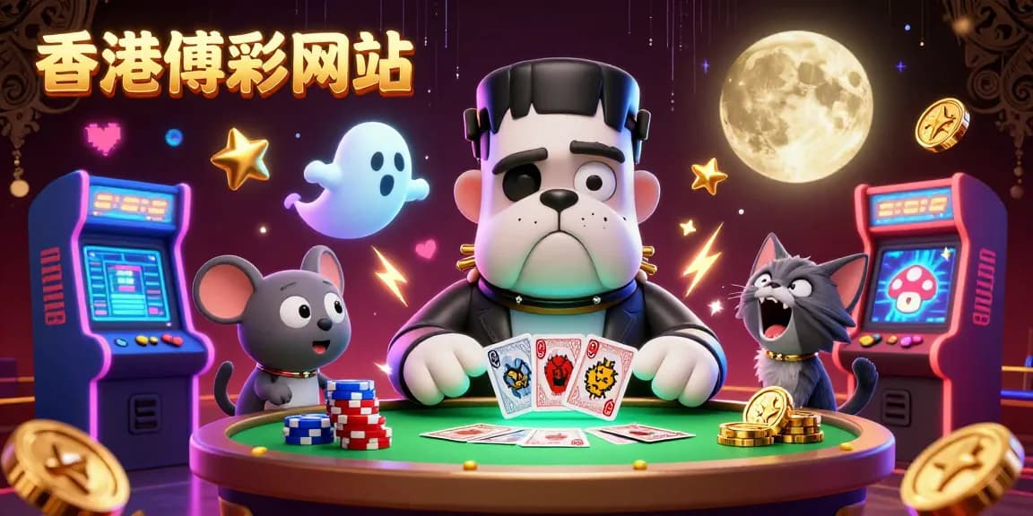 在這幅插圖中,展現了3D卡通怪物與香港博彩網站的神秘氛圍。