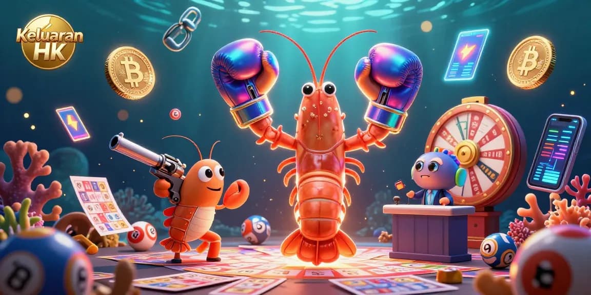 Keluaran Hk reveals dynamic lottery action with vibrant shrimp characters amidst bold gaming elements.