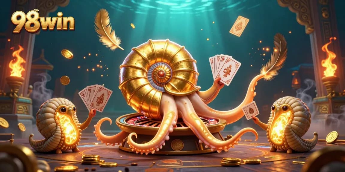 Experience immersive gaming action at 98win with vibrant 3D nautilus and dynamic casino elements.