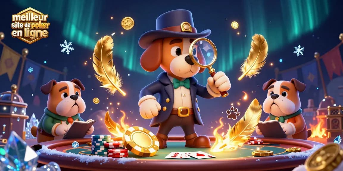 Jouer au meilleur site de poker en ligne tout en découvrant des indices dorés et des trésors avec un détective canin.