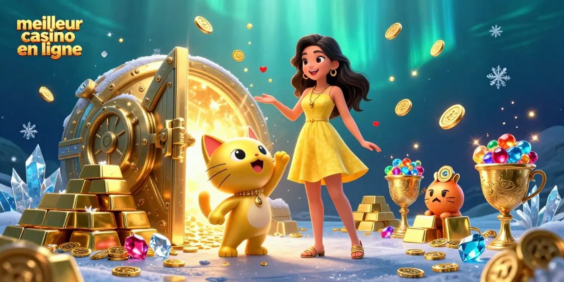 Vivez l'excitation au meilleur casino en ligne avec une scène joyeuse de fortune et de plaisir.