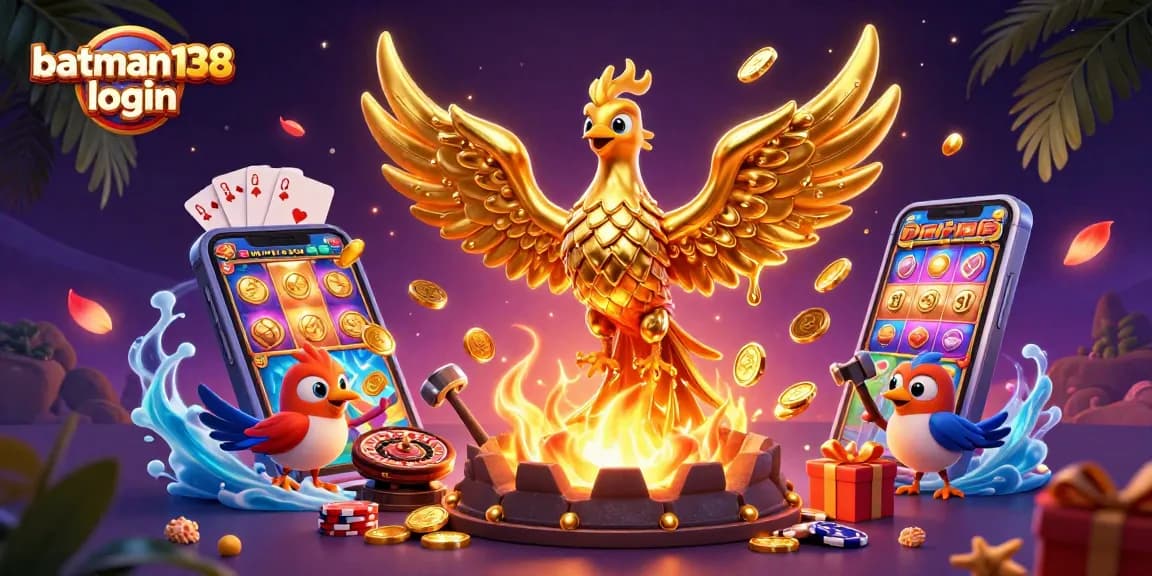 Engage with batman138 login to experience a vibrant 3D casino scene showcasing dynamic game elements and molten gold visuals.