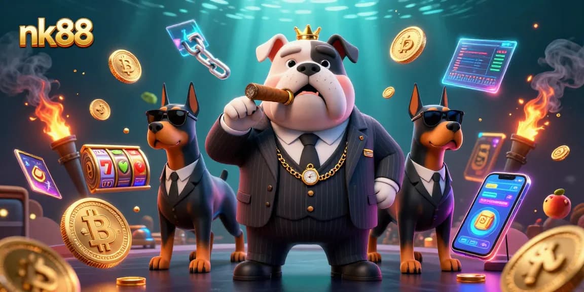 Experience winning jackpots at nk88 with a vibrant casino-themed illustration showcasing fun gaming elements.