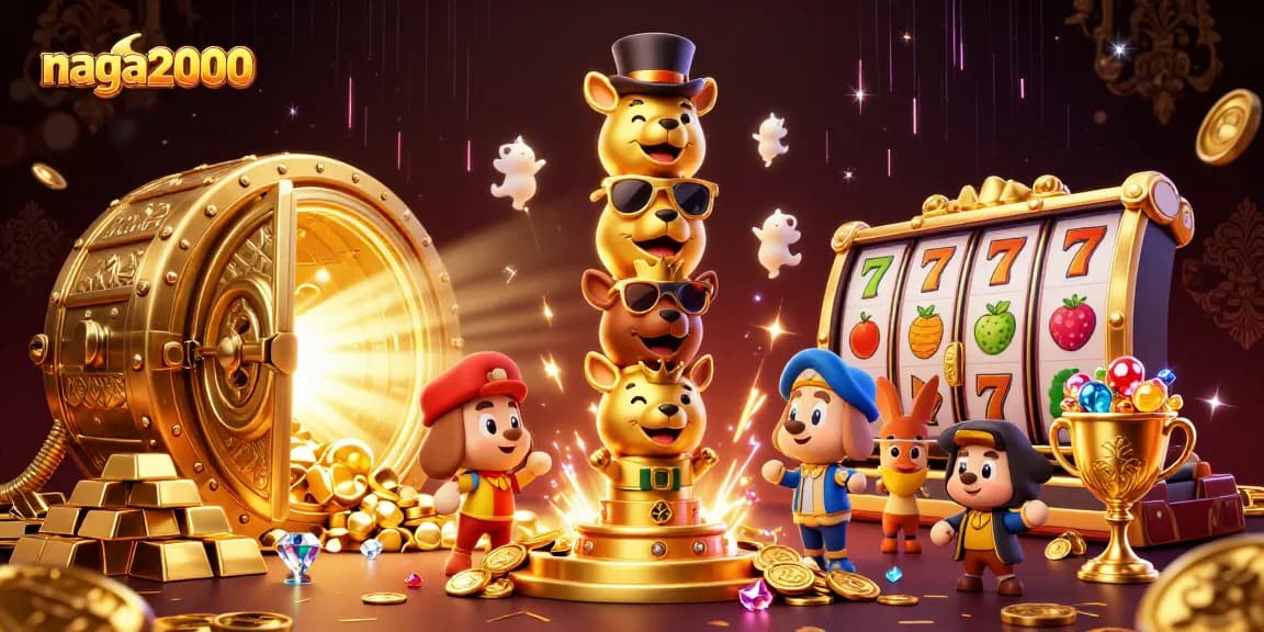 Nikmati pengalaman bermain di naga2000 dengan peti harta karun emas dan simbol slot.