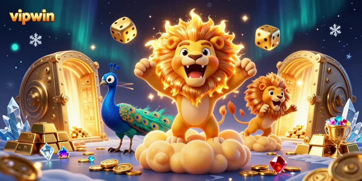 Play thrilling games at vipwin with a vibrant ambiance and golden treasures radiating luck.