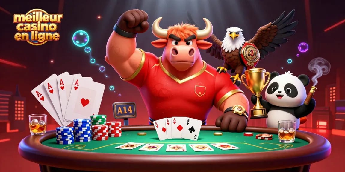 jouez aux jeux du meilleur casino en ligne avec des personnages colorés et des éléments de poker dynamiques