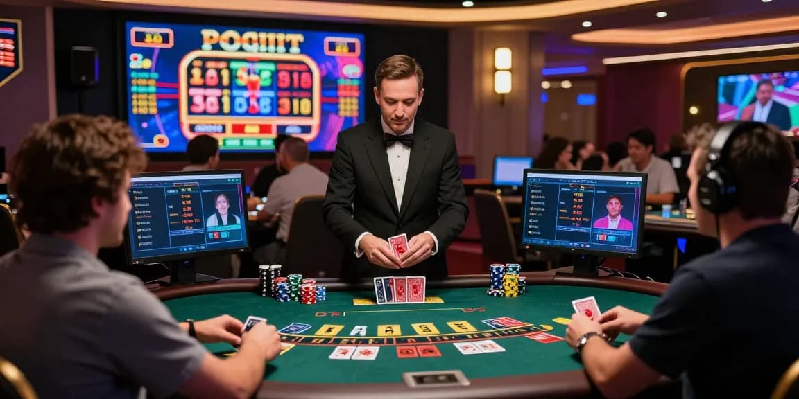 Baccarat Online live casino action with players and dealer in immersive virtual environment