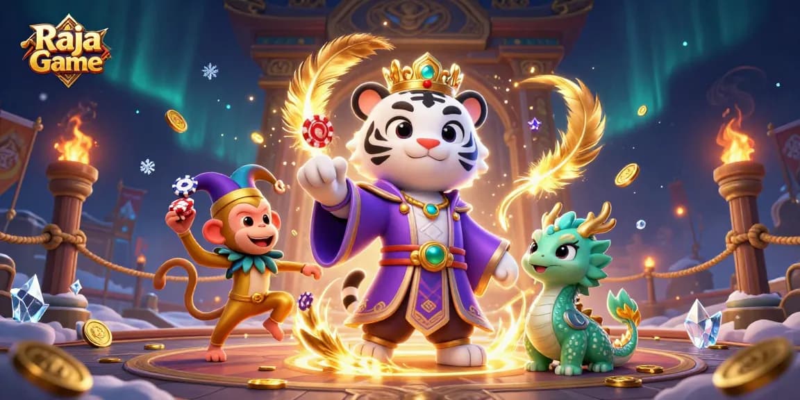 Engage with Raja Game as the elegant tiger and monkey bring casino excitement to life.