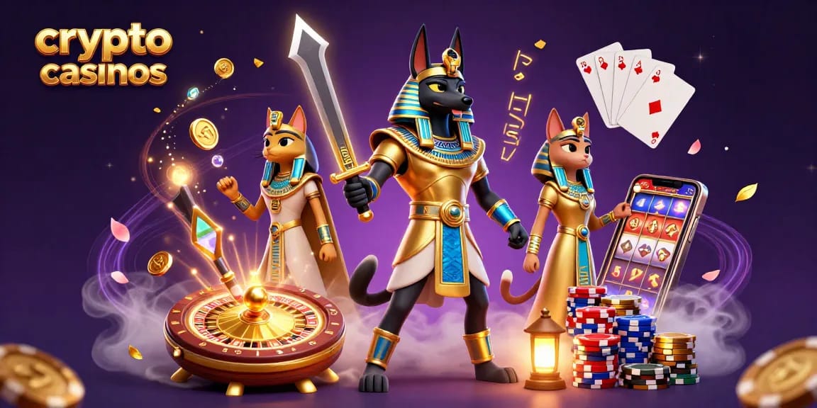 Jouez aux crypto casinos avec Anubis et Bastet aux mille richesses scintillantes.