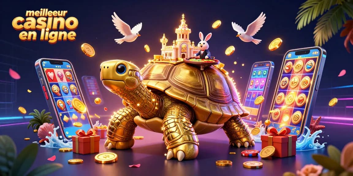 Experience the thrill of meilleur casino en ligne with a vibrant 3D illustration featuring engaging game elements.