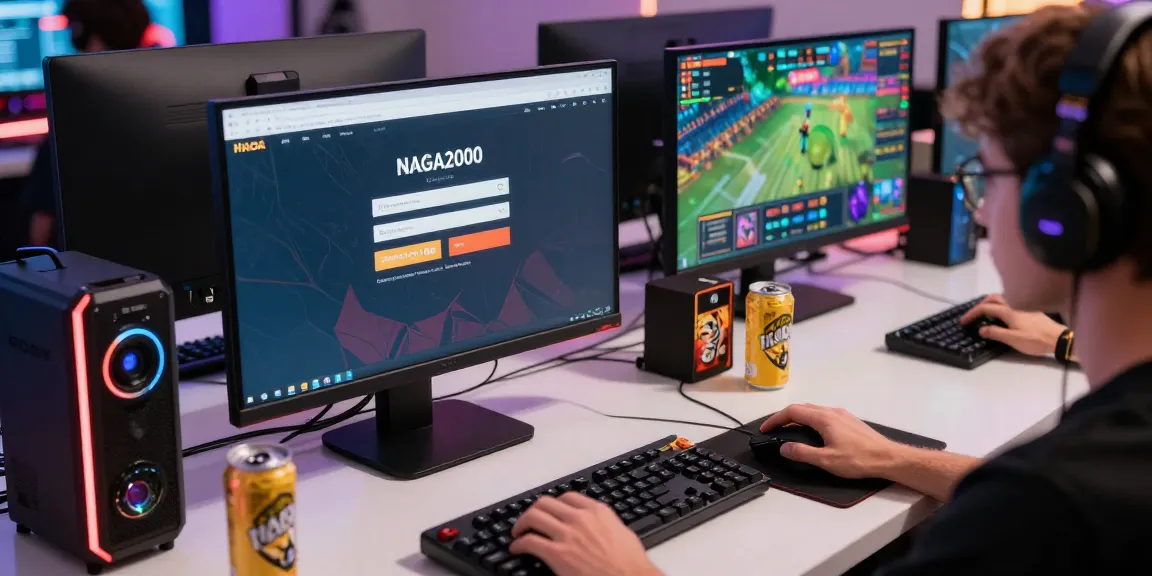 NAGA2000 secure iGaming login experience with vibrant gaming setup