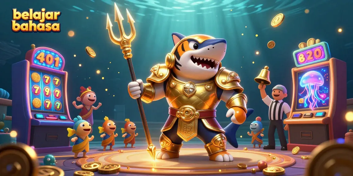 Experience engaging gameplay while belajar bahasa with vibrant casino elements and characters.