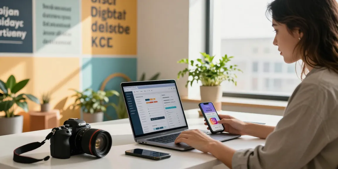 Engaging urban workspace showing an influencer analyzing Instagram metrics while preparing to buy cheap Instagram followers now for enhanced marketing.