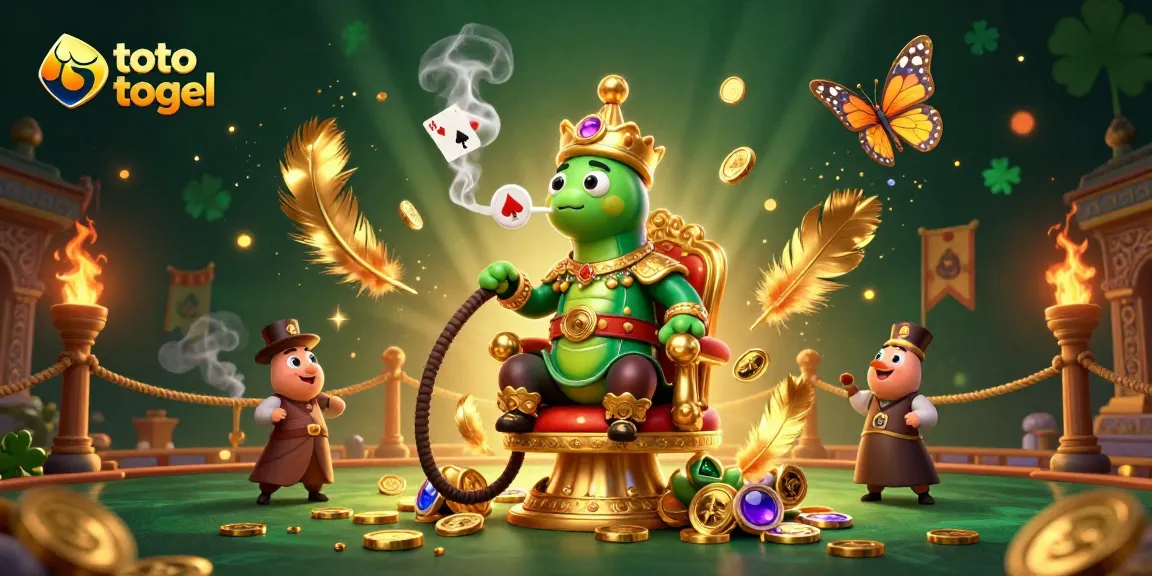 Engage in thrilling toto togel action with a vibrant casino scene featuring a hookah-master and treasures.
