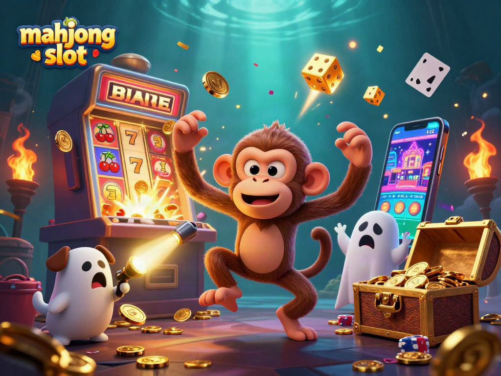 Win big with the mahjong slot in this vibrant casino illustration featuring exciting gameplay elements.