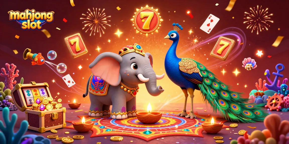Engage with mahjong slot excitement in this vibrant casino-themed illustration featuring colorful characters and dynamic game elements.