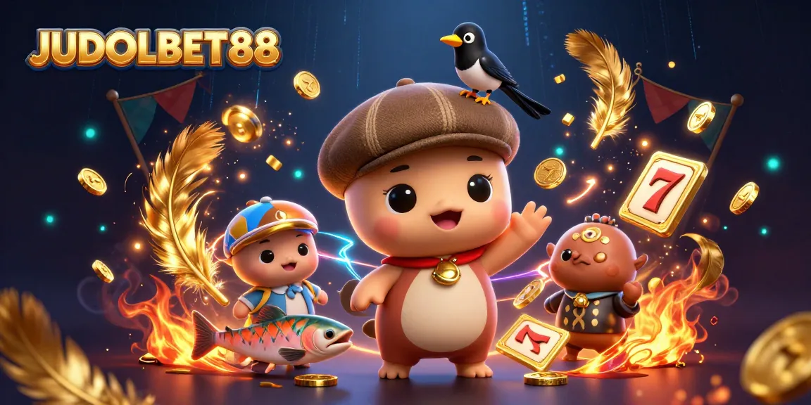 Engage in thrilling slot action at JUDOLBET88 with vibrant characters and elements.