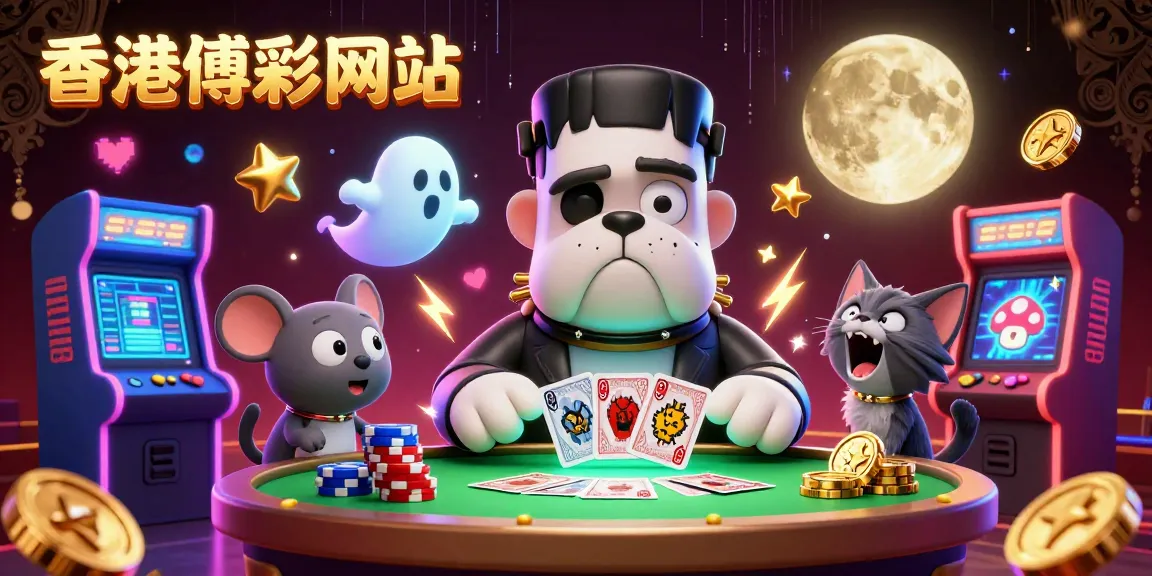 在這幅插圖中,展現了3D卡通怪物與香港博彩網站的神秘氛圍。
