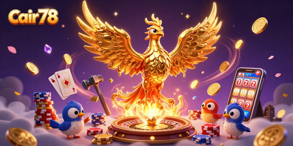 Memainkan permainan slot cair78 dengan phoenix emas dan banyak koin.