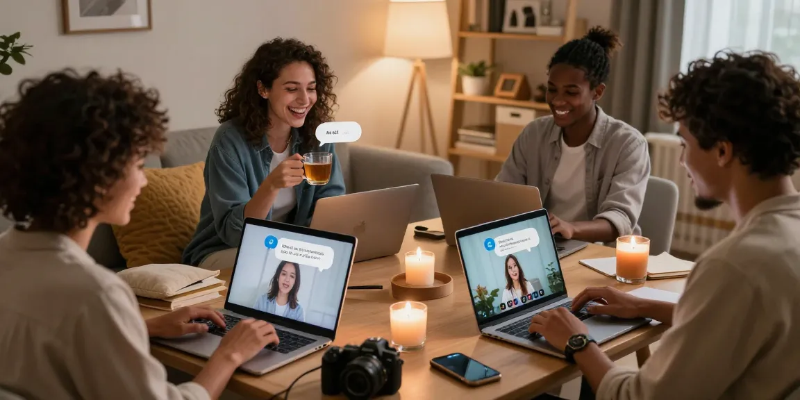 Engaging in a free ai sex chat with diverse users in a cozy home setting.