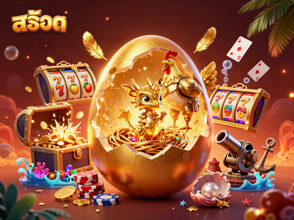Engage players with สล็อต and vibrant visual elements in this golden dragon casino scene