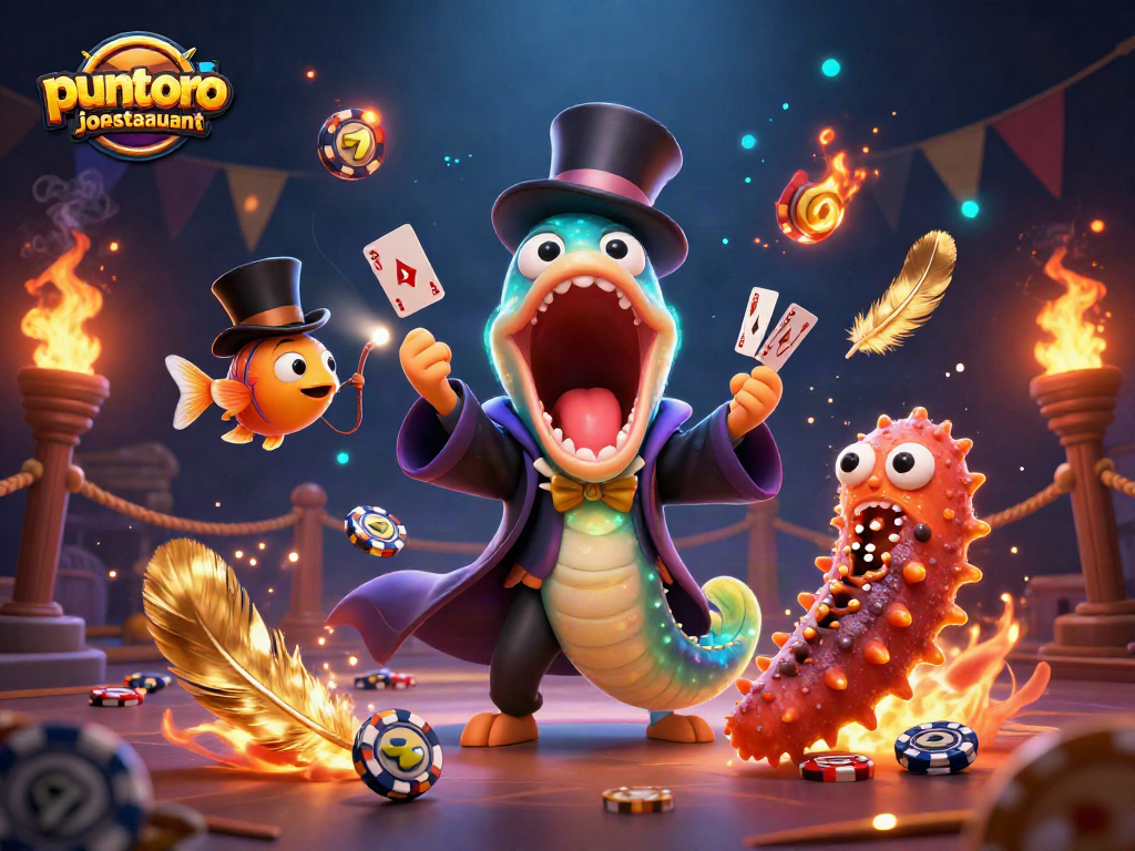 puntorojorestaurant showcases a 3D deep-sea gambling scene featuring magical card tricks and vibrant gaming elements.