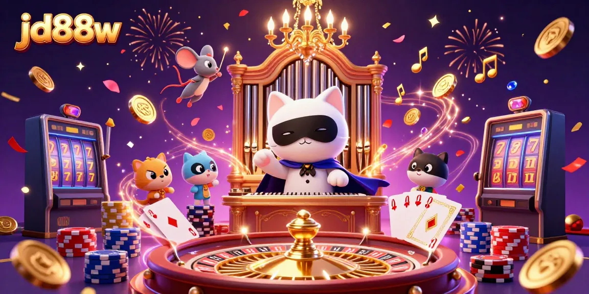 Engage with jd88w's thrilling casino adventure featuring a phantom cat and mouse acrobat.