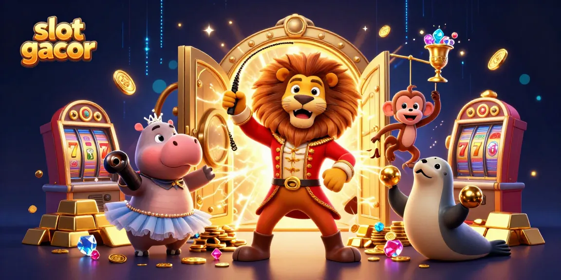 Experience the thrill of slot gacor with lively characters in a vibrant casino scene.