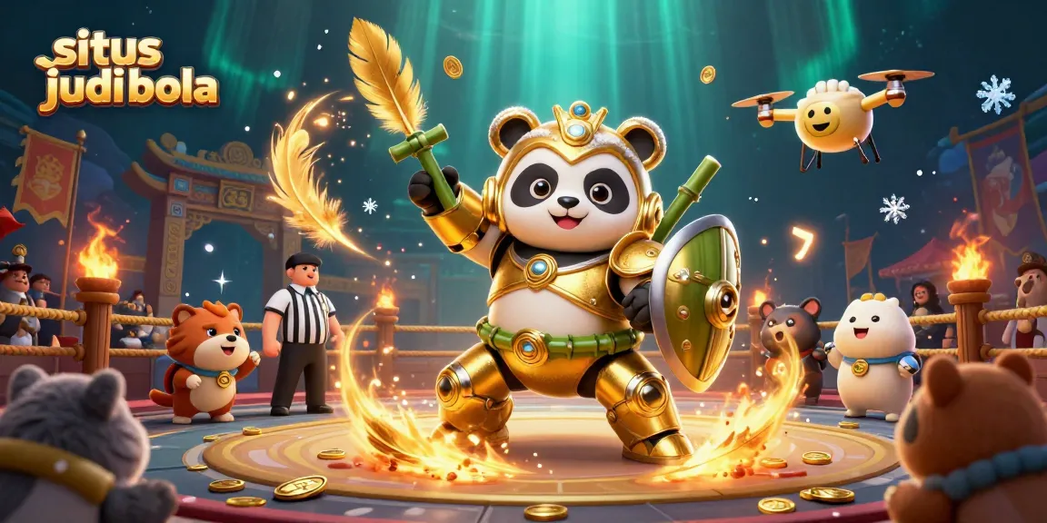 Engage with situs judi bola in a thrilling 3D sports betting arena featuring exciting characters.