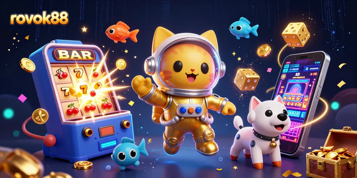 Experience winning excitement with rokok88 in a vibrant, immersive casino illustration.