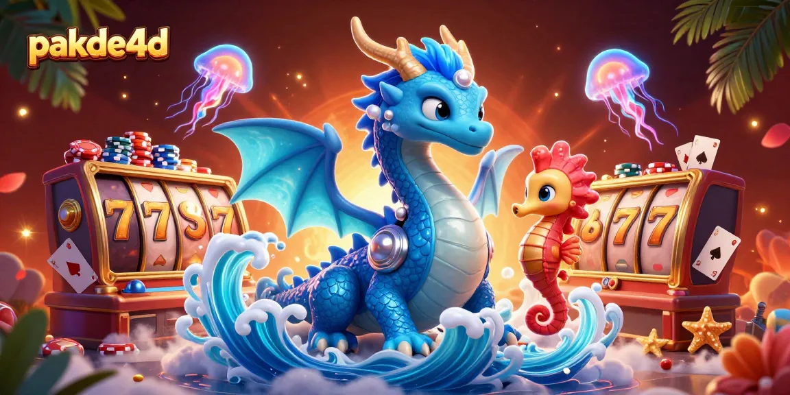 Experience excitement with pakde4d's vibrant underwater casino scene featuring a majestic dragon and slot reels.