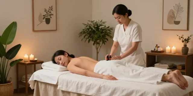 Serene scene showcasing 서초출장안마 service setup in a tranquil environment.