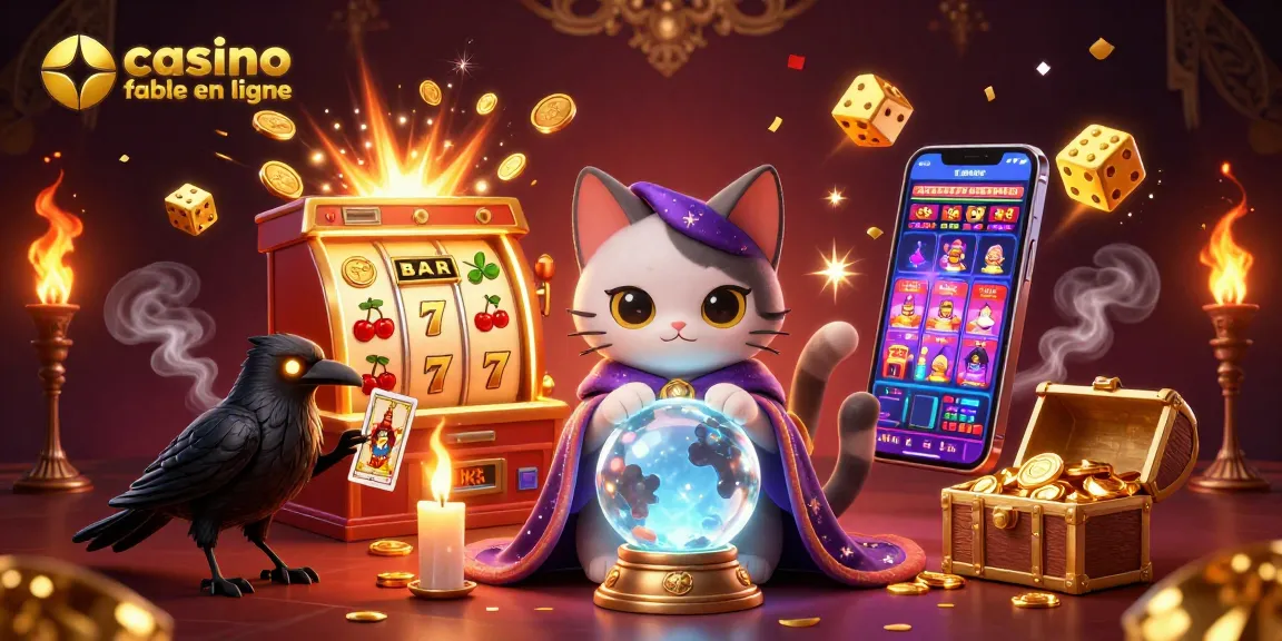 Jouer sur un casino fiable en ligne avec un chat mystique et un corbeau dans une scène riche en détails.