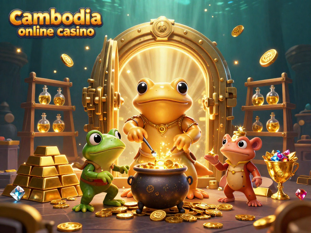 Experience a vibrant scene at cambodia online casino with golden treasures and alchemists.